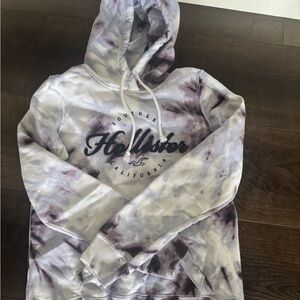 Hollister Purple and White Tie-Dye Sweatshirt